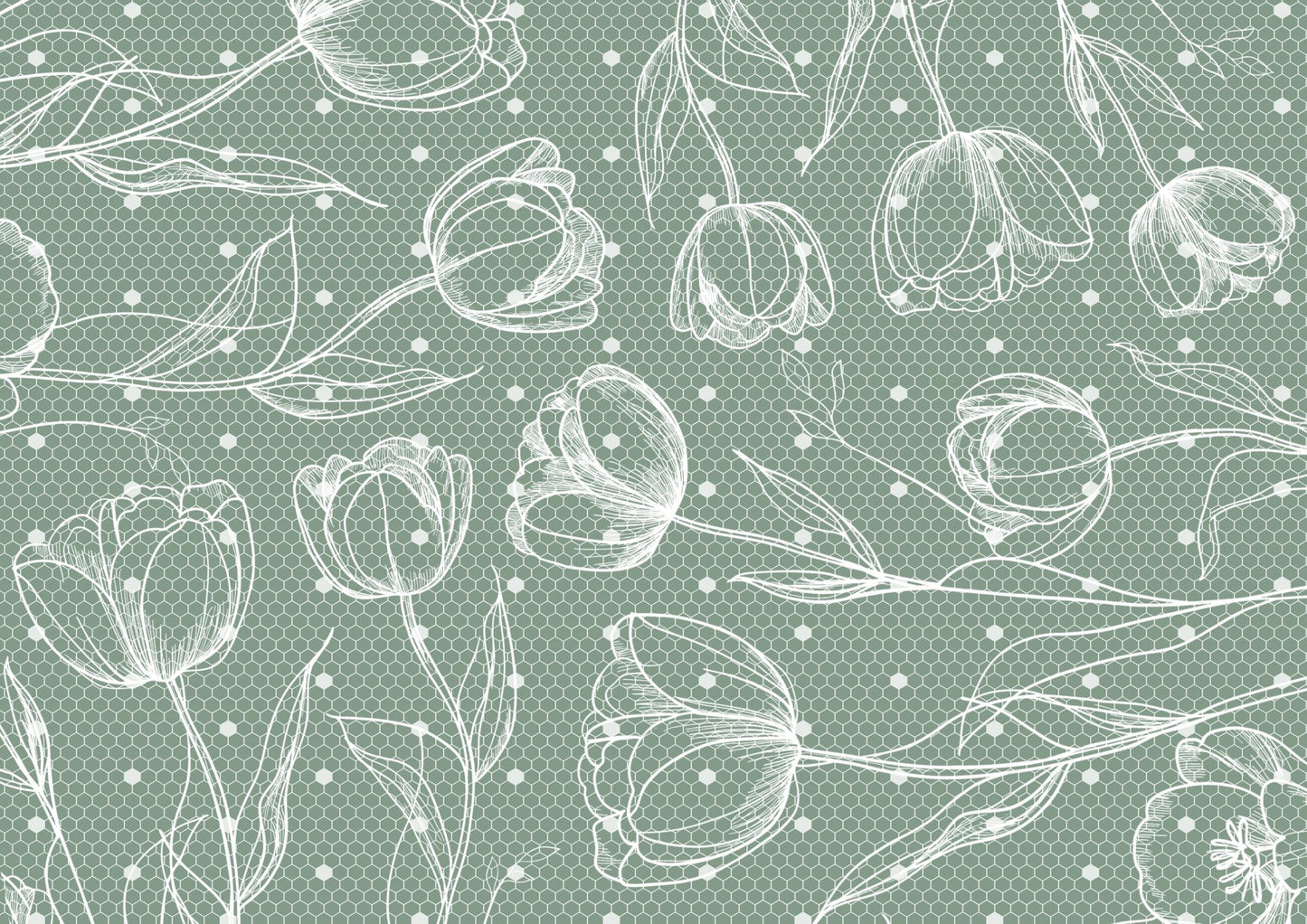 Tulle Tulips Greaseproof Papers GREEN (10pk)