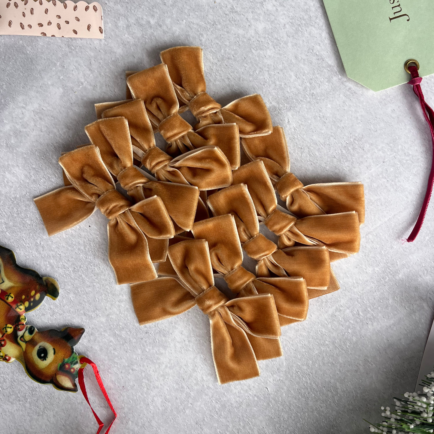 Small Velvet Pre-Tied Adhesive Bows (10pk)