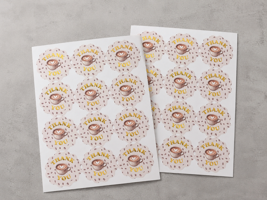 Espresso Thank You Stickers
