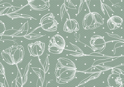 Tulle Tulips Greaseproof Papers GREEN (10pk)