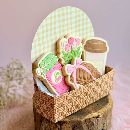 Gingham Cookie Basket Box